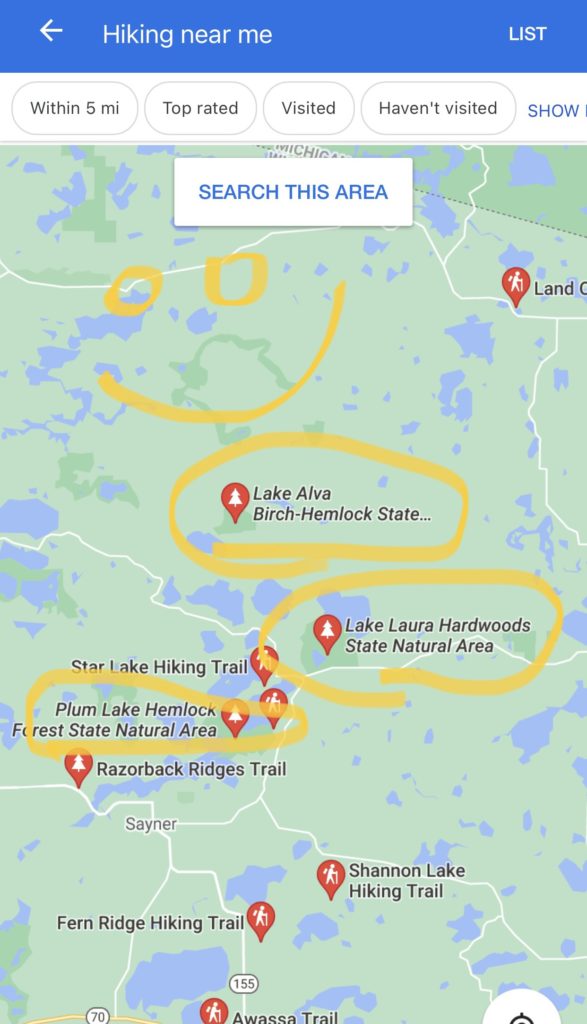 Map showing a new Northwoods Favorites